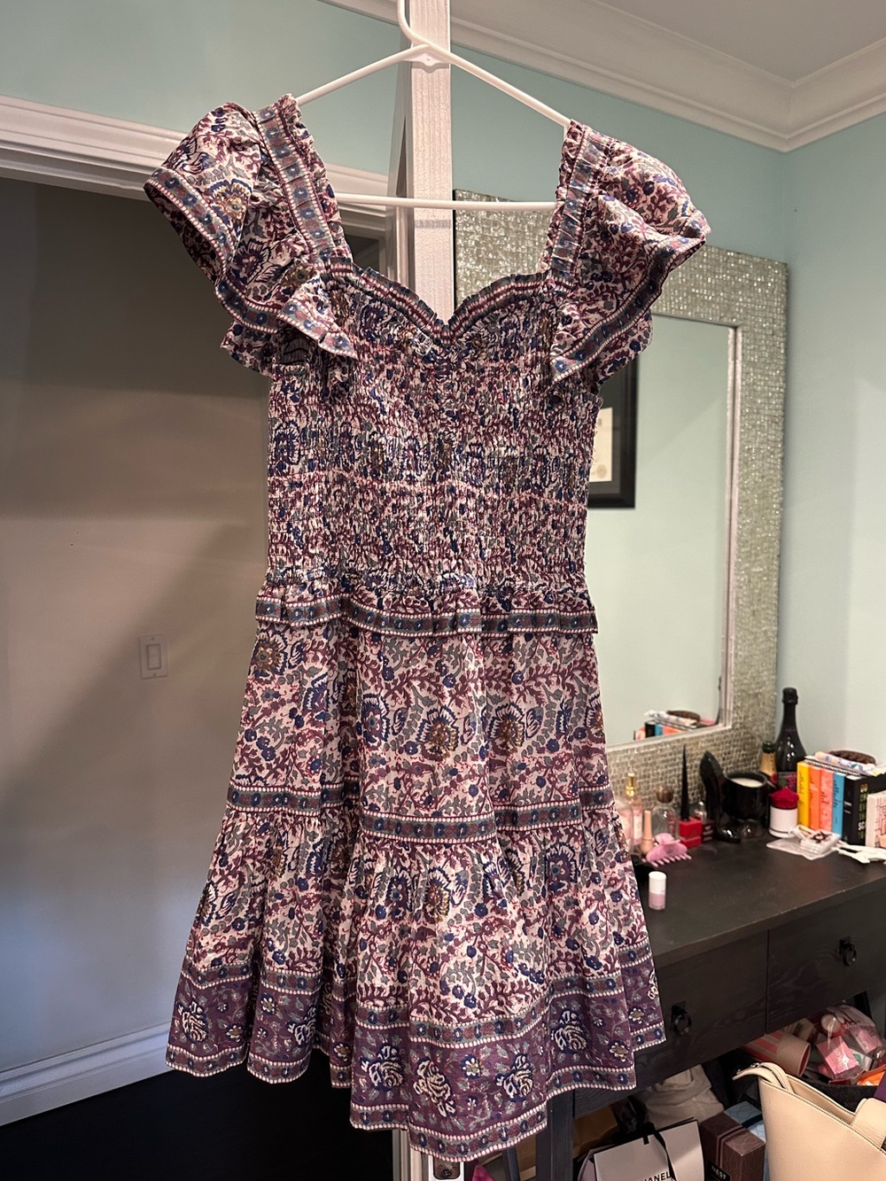 Sea New York Purple Floral Smocked Mini Dress